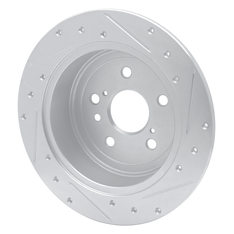 Toyota Venza Brake Rotor (1) - Rear Left - R1 Concepts - Drilled & Slotted - Silver - `09-`15
